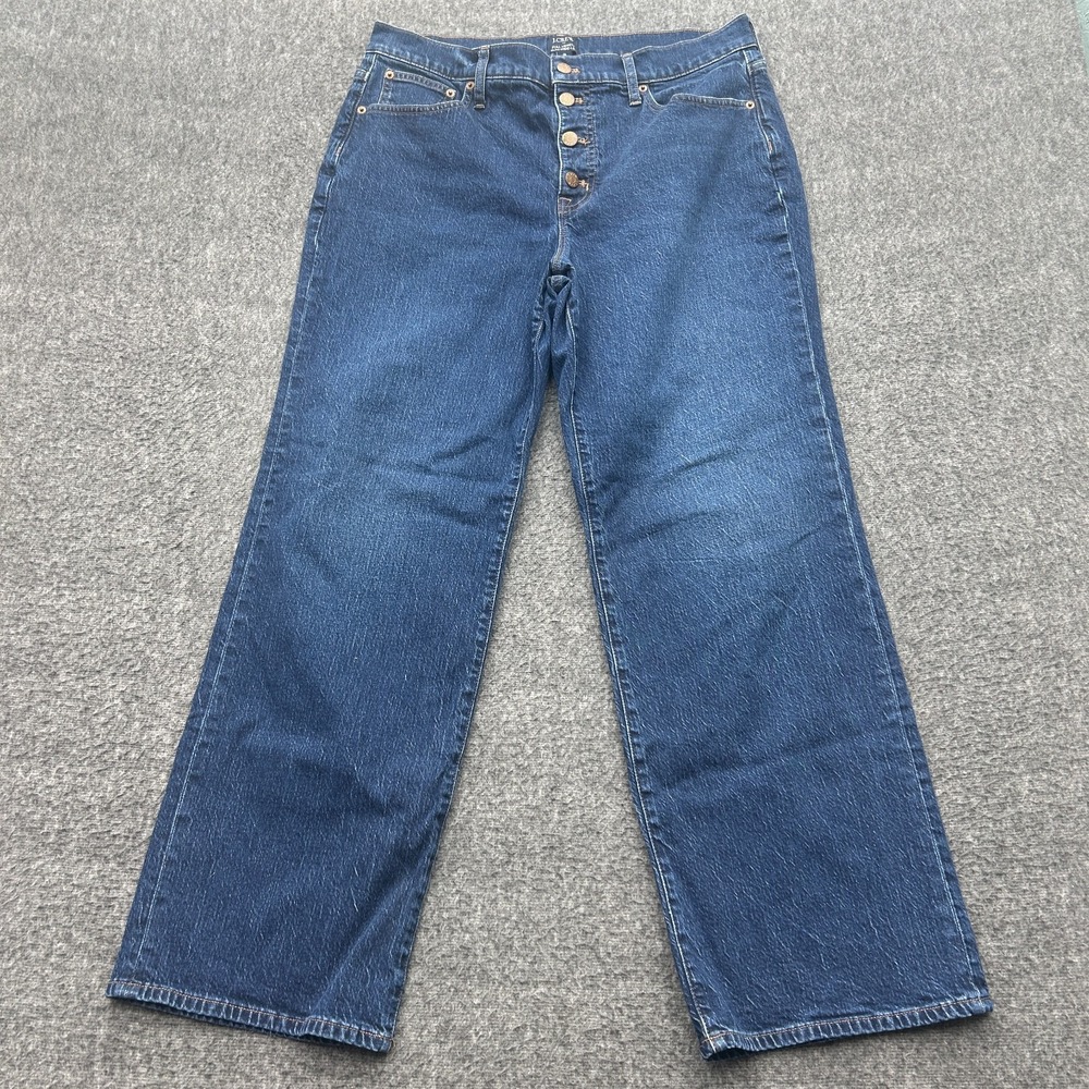 J.Crew Full Length Slim Wide Trouser Jeans Dark‎ Rinse Wash Sz 31